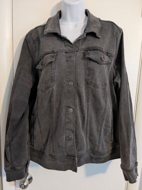 Women's Sonoma Kohls Denim Jean Jacket Size 2x Grey/ Black